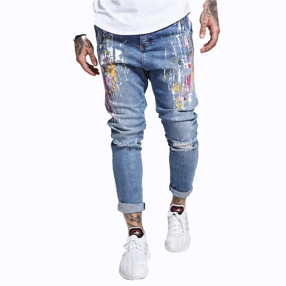 New Summer Denim Jean Hem Detail Stripe New Fashion Design Men Jeans 2024 Wholesale OEM Custom Mens High Quality Brand Ripped