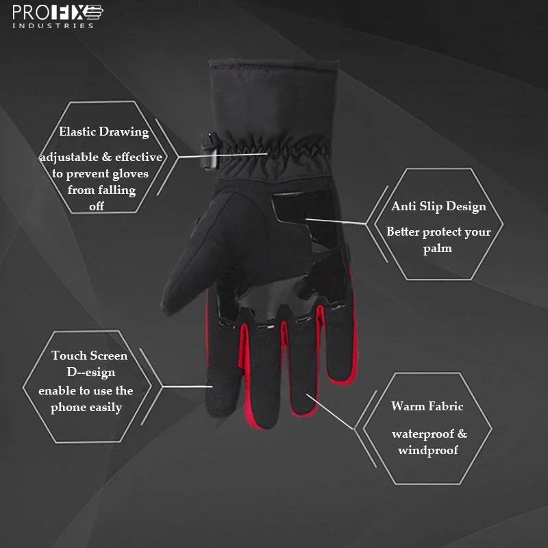 Customized Logo Printed Full Finger Waterproof Motorcycle Professional Motorbike Racing Gloves