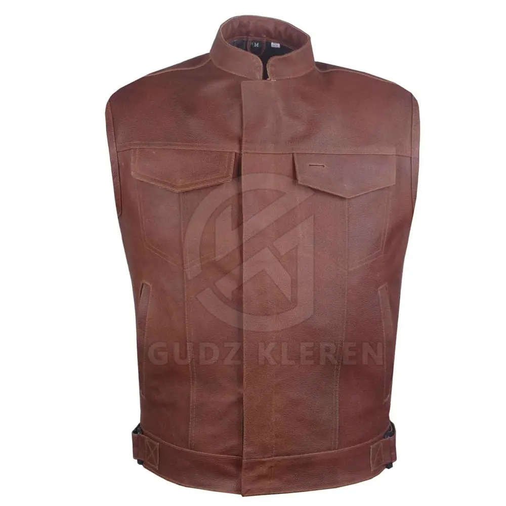 Breathable Winter Warm Men Leather Vest Casual Wear Reasonable Price Men Leather Vest For Sale