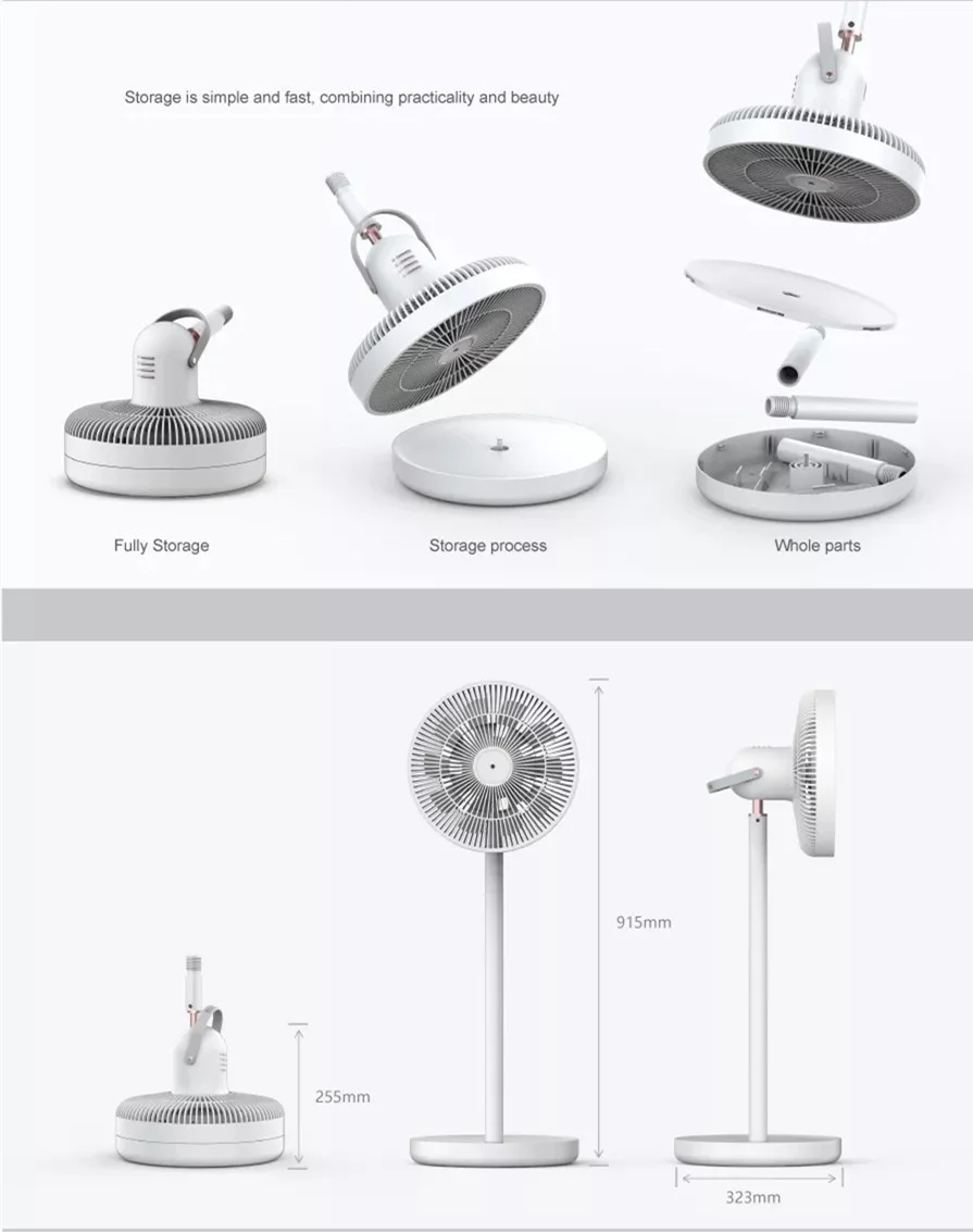 Cool Storage Battery Rechargeable Stand Fan Personal Pedestal Stand Fan 13 inch Portable Folding Stand Fan with Remote