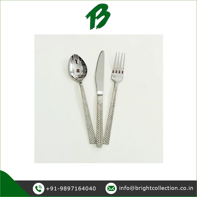 SS304 Grade Tableware / Flatware Cutlery Set Superb Quality 3 Piece Spoon Fork and Knife Brass Handle Cutlery Set