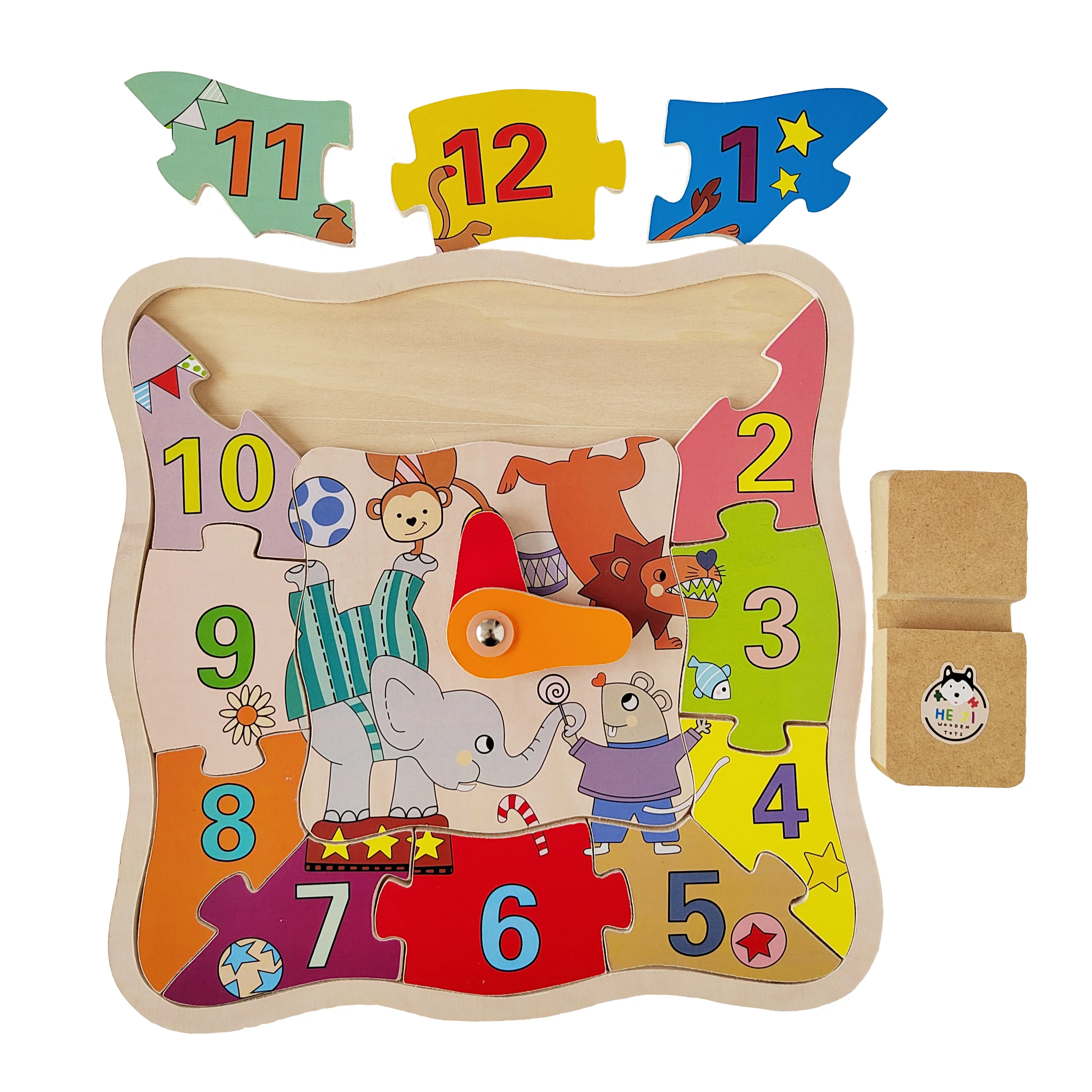 Wooden clock puzzle for kids