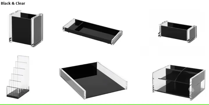 Elegant Black Acrylic Desk Organizer with Multiple Compartments for Paper and Pen Storage