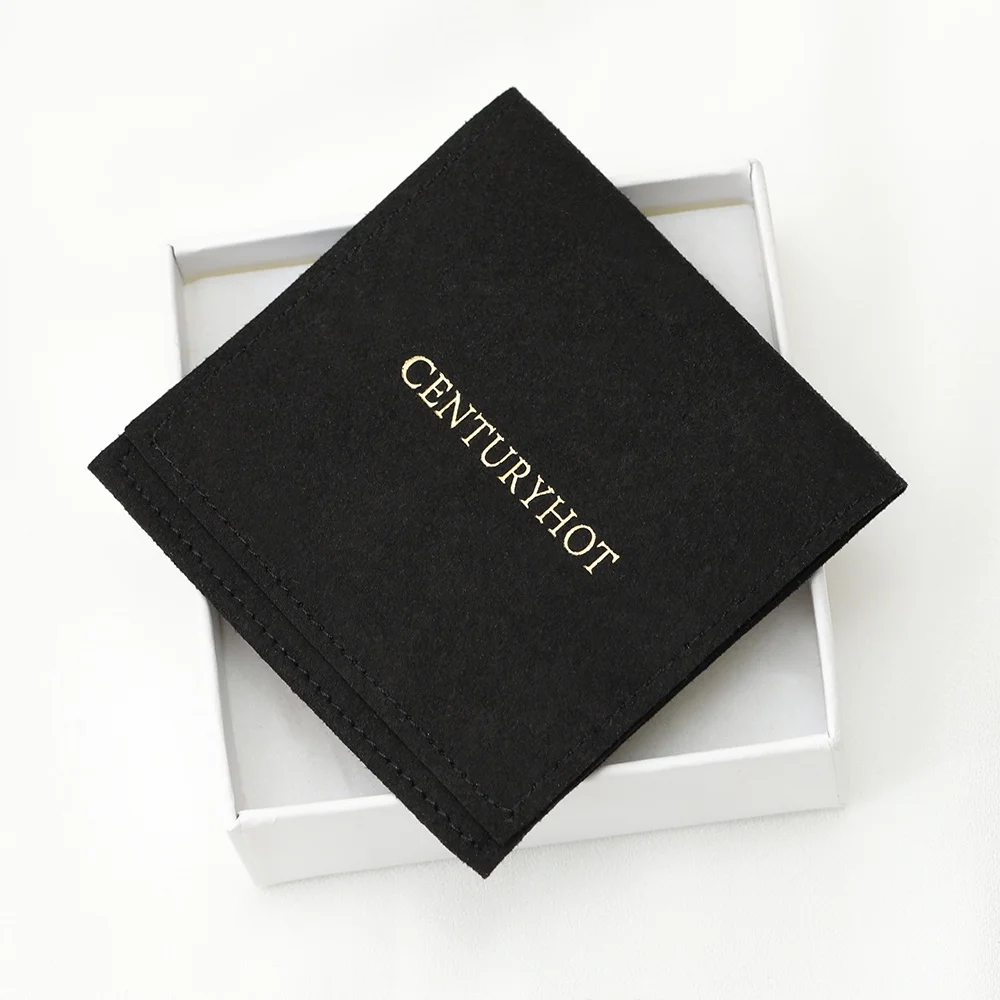 Custom High Quality Black Envelope Jewelry Pouches , Personalized Microfiber Jewelry Bag With  Logo Ring ,Earrings Pouch bag