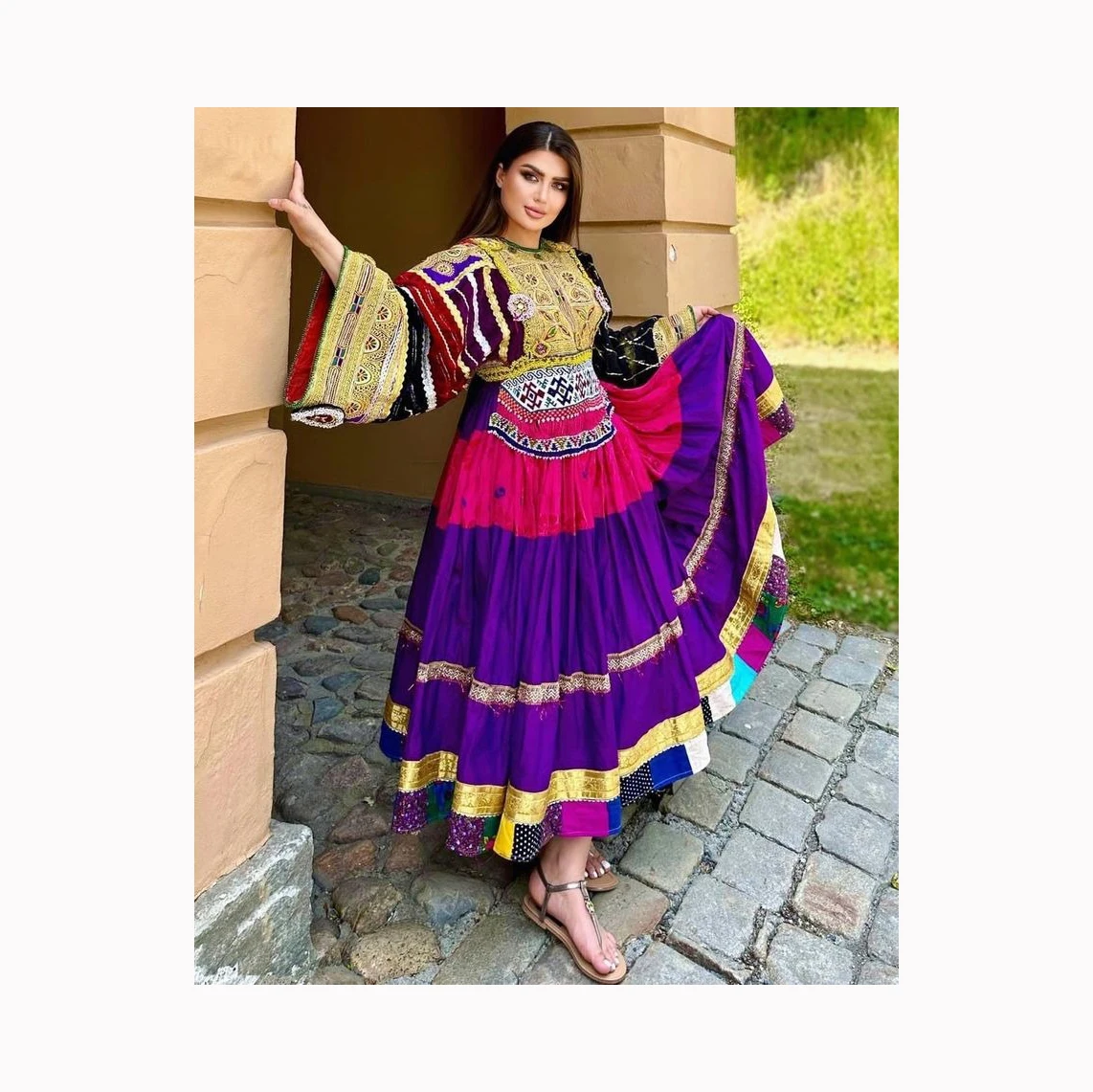 Handmade Balochi Culture Dress - Afghani Style Long Jacket - Vintage Kuchi Jacket - Indo Western Fashion Wear Embroidered Jacket