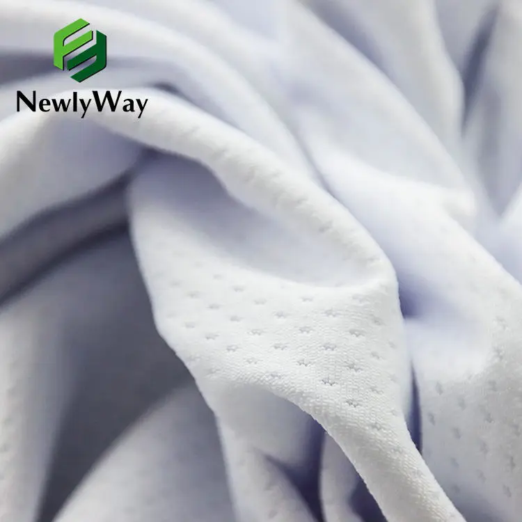 high elasticity stretch mesh dense hole polyester jacquard sports suit moisture wicking fabric