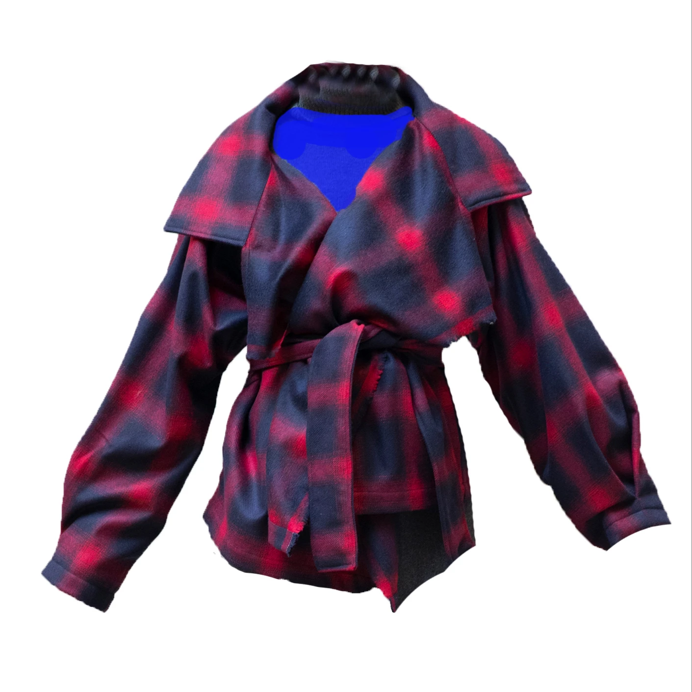 SUSTAINABLE, ECO-CHIC, ECO FASHION MADE IN ITALY Short Gingham Recycled Wool Trench Coat MAN