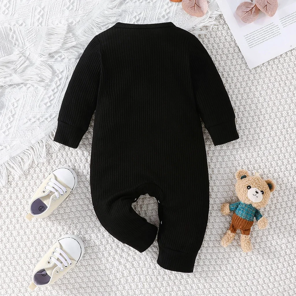 Newborn Baby Clothes Cartoon Bear Tiny Button Onesies For Baby Boy Long Sleeve Infant Romper Toddler Jumpsuit