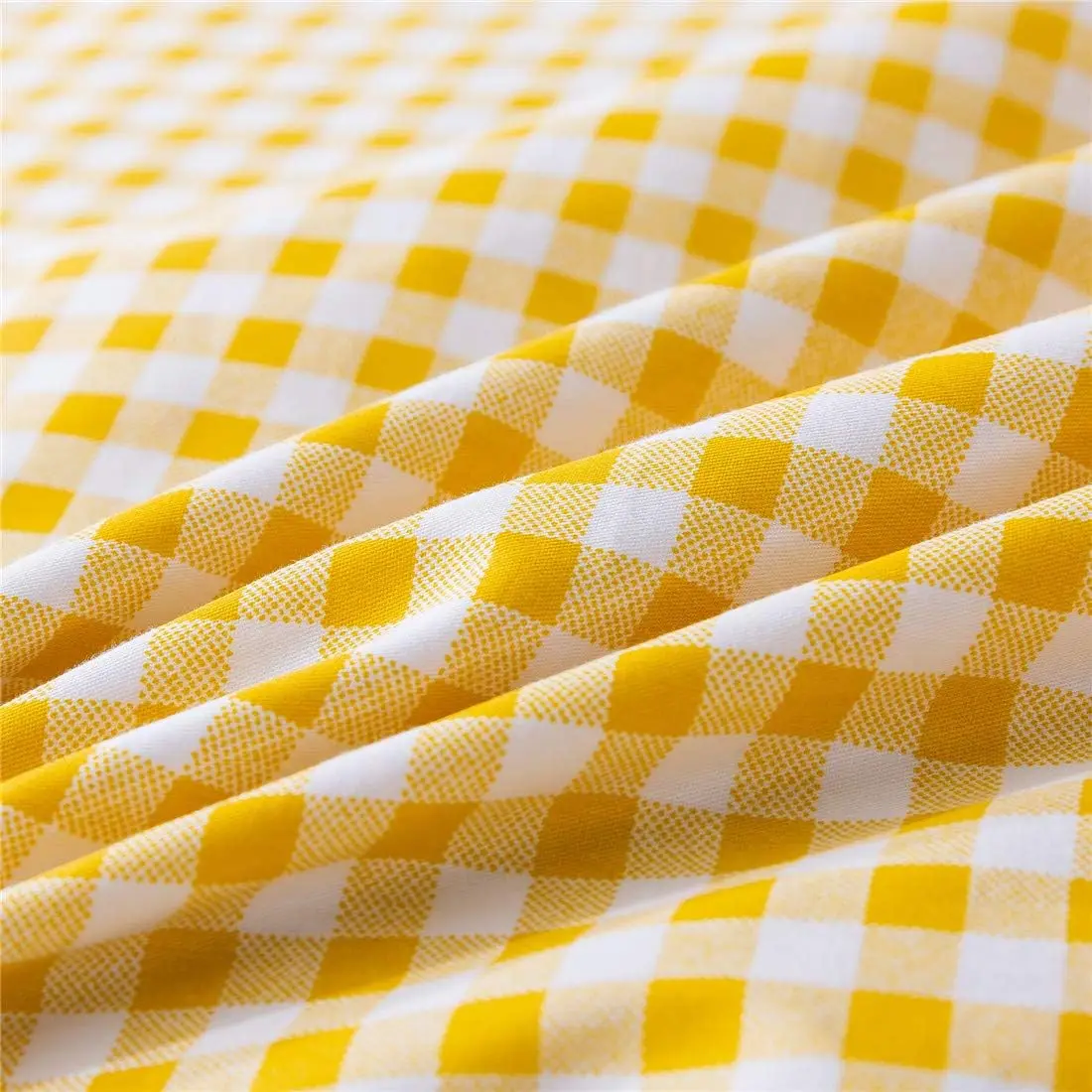 Yellow Plaid Duvet Cover Set Queen 100% Cotton Ultra Soft Grid Bedding Reversible Gingham Geometric Checker Bedding Set