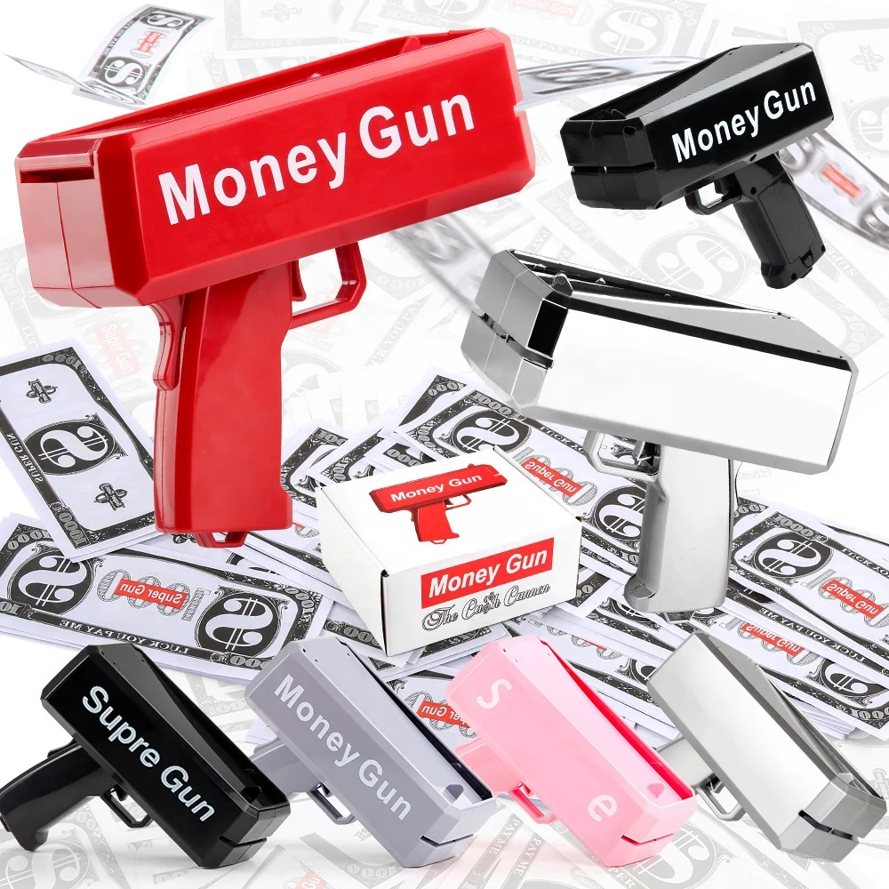 Toy Gun Custom Logo Gold Shooter Gun Money Refill Party Toy Make It Rain Cash Gun Money Machine
