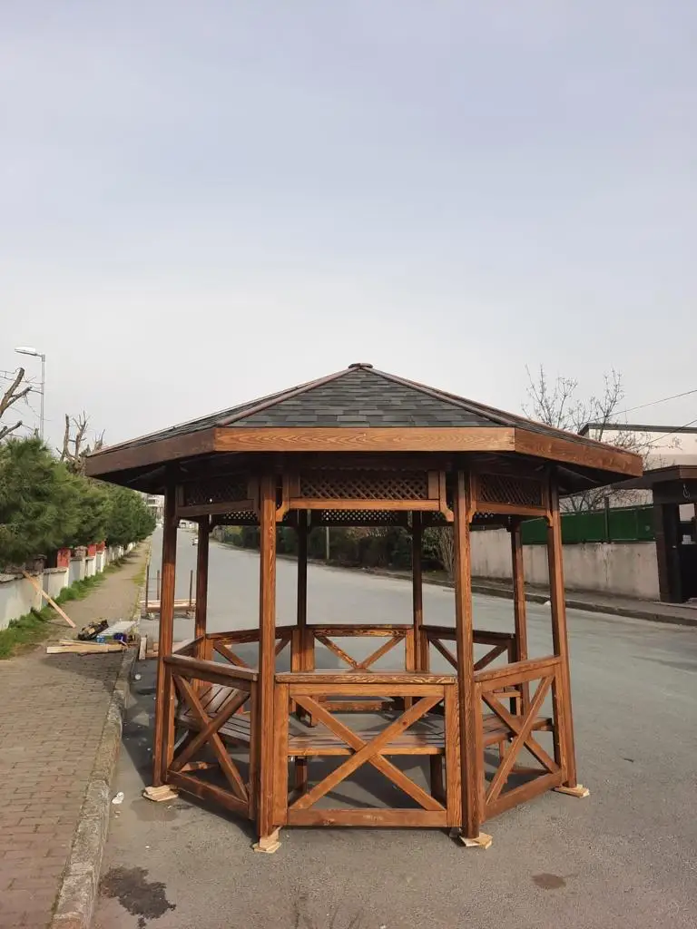 Made in Turkey! High quality outdoor gazebos from pine  or beech tree with roof having long life made in Turkiye iroko gazebos