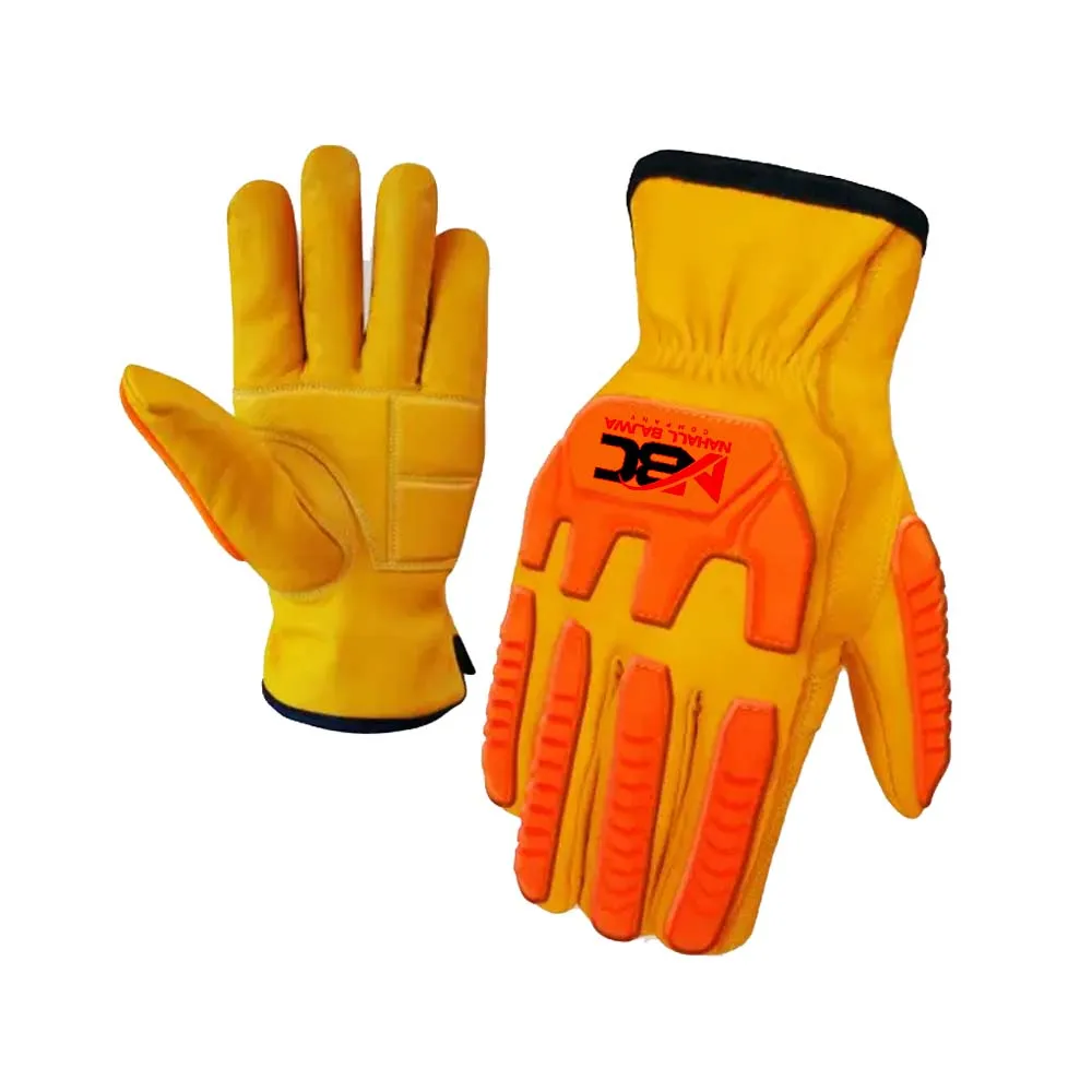 COW HIDE LEATHER IMPACT DRIVING GLOVES CUT 5.