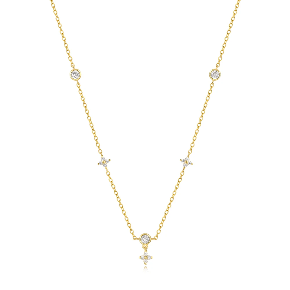 Wholesale S925 zirconia 925 Sterling Silver  18k gold plated Necklace