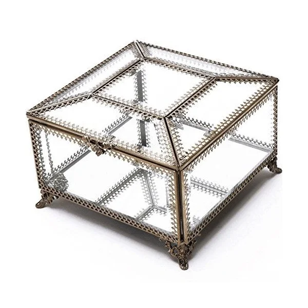 Vintage Design 3 section Glass Lipsticks Box Top Quality Metal Customized Size Jewelry Box At Wholesaler Price