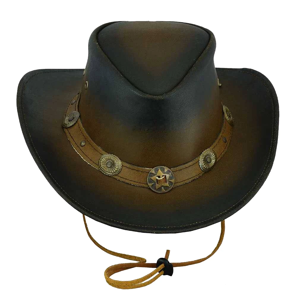 Best selling latest design custom color Genuine cow hide leather hats new fashion leather cowboy hat USA