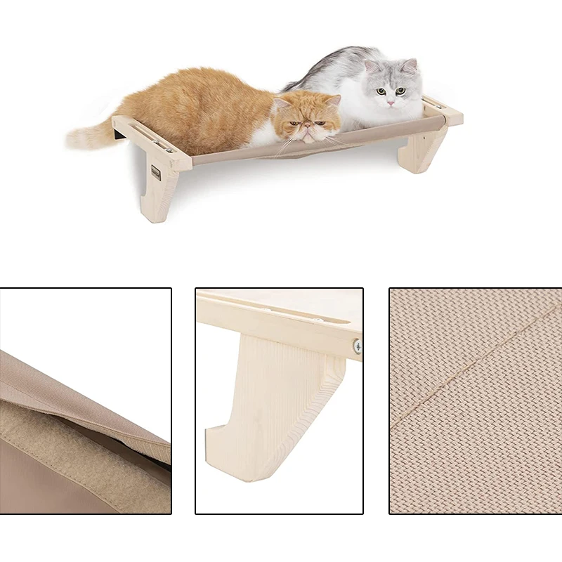 Customizable Cordless Cat Window Lock Hammock Bed for Winter and Summer No Suction No Drilling Cat Perches Holds Up to 40lbs