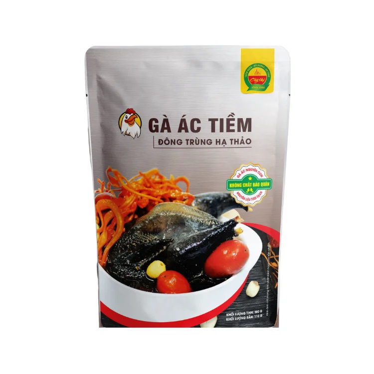 Slow-cooked Black Chicken with Cordyceps fresh soup High Quality no added color ready to eat ISO packing in bag made in Vietnam