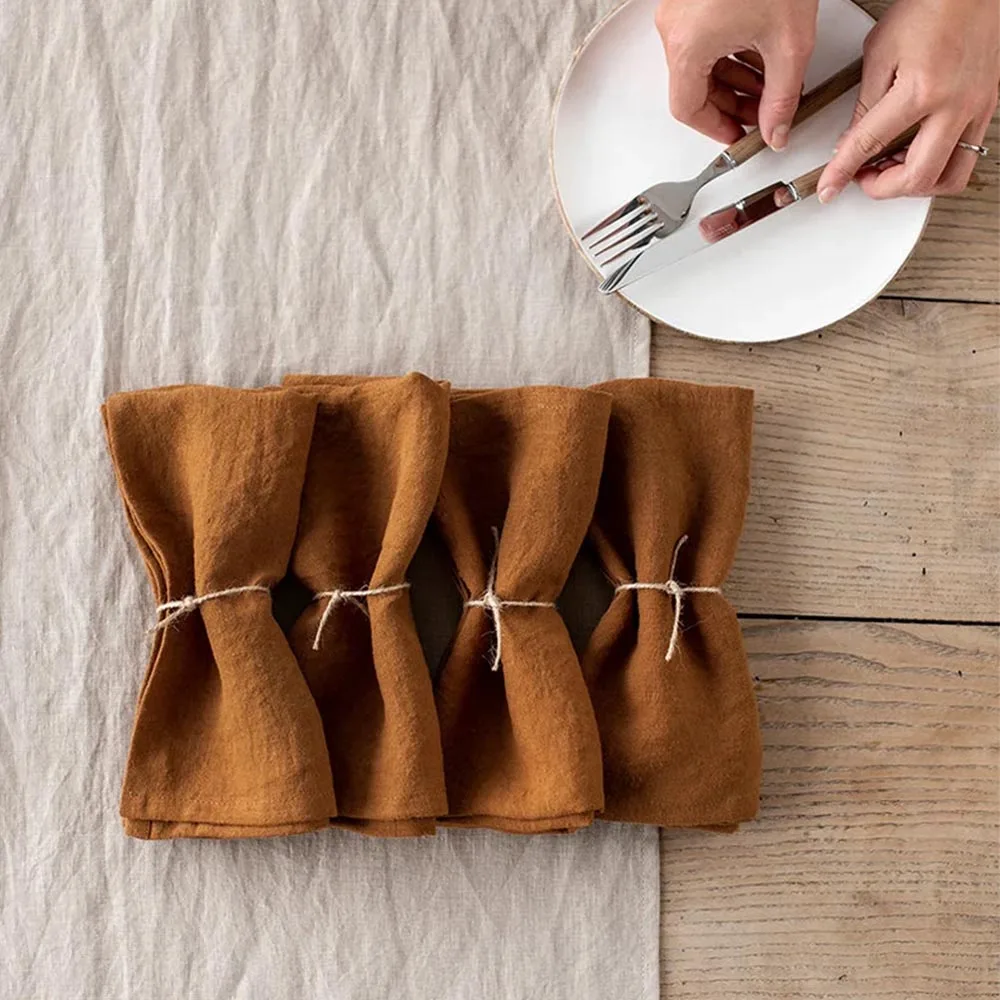 Wholesale Simple Solid Color Cloth Napkin Cotton Linen Custom Size Linen Napkins Wedding
