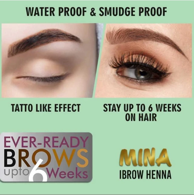 MINA ibrow 4.4 Copper Brown Semi-Permanent Henna Brow Tint Kit Herbal Powder Ingredients for Hair Color