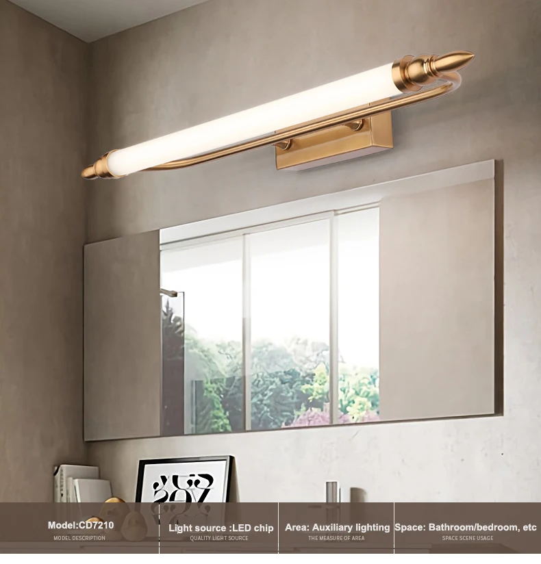 Hot Sale Aluminium Housing Shower LED Bathroom Lamp Switch Europe British Shaver Socket LED Mirror Lamps