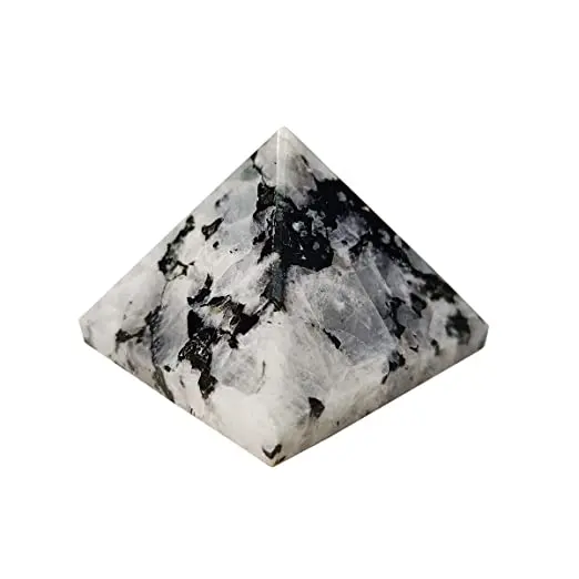 High Quality Natural White Blue Flashy Rainbow Moonstone Pyramid Crystal Gemstone AGate Natural Stone for Sale