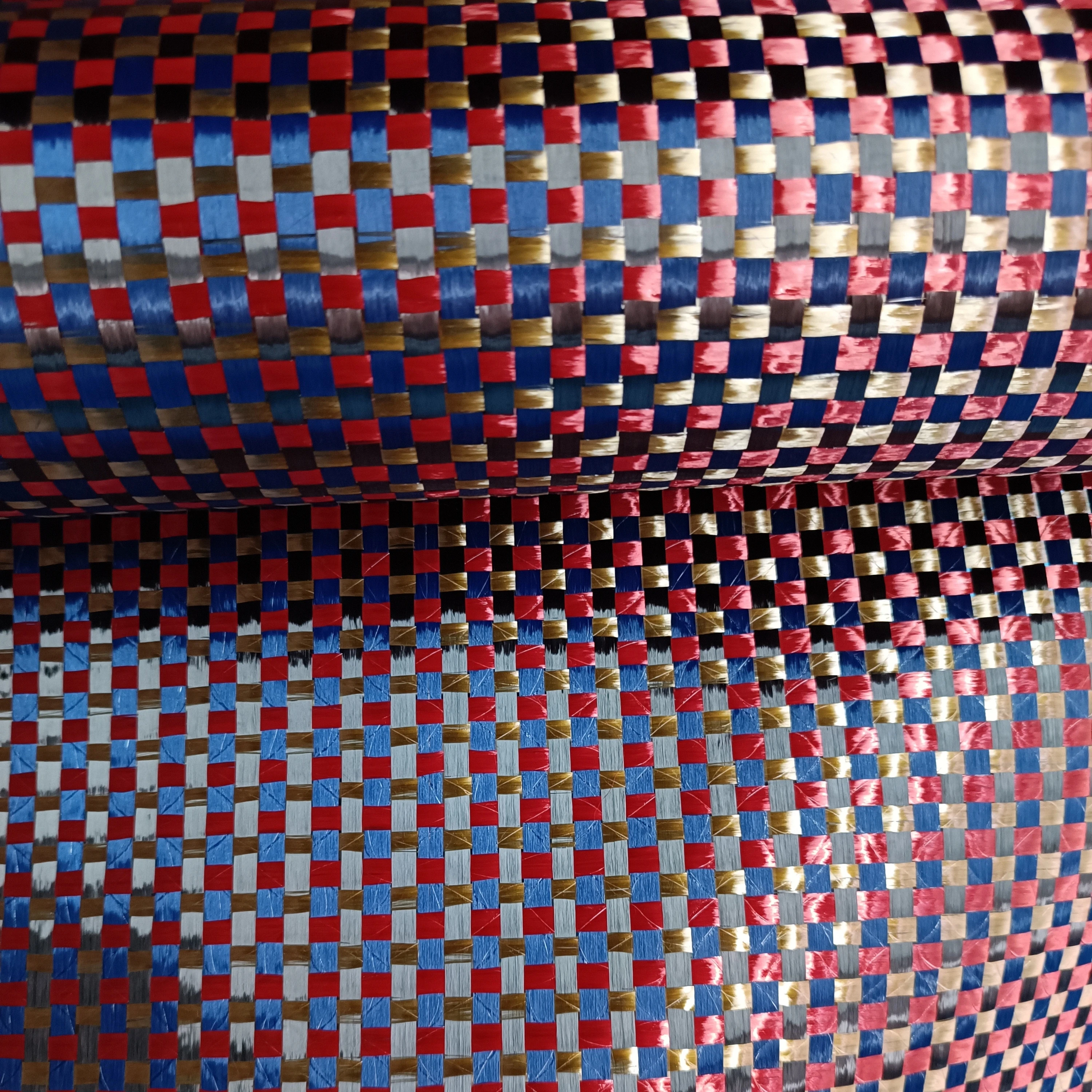 Carbon and Aramid Hybrid Fabric Color carbon fiber fabric for sports equipment