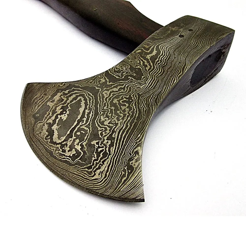 Damascus Steel American Style Axe with Leather Sheath / Wholesale Hand Made Damascus Steel Axe For Regular Use