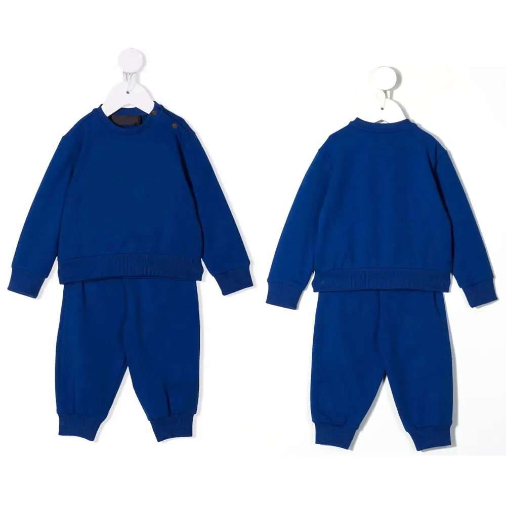 Baby Clothing Sets Kids Boys Girls Spring Autumn Loose Tracksuit Casual Unisex SK Solid Denim 100% Cotton