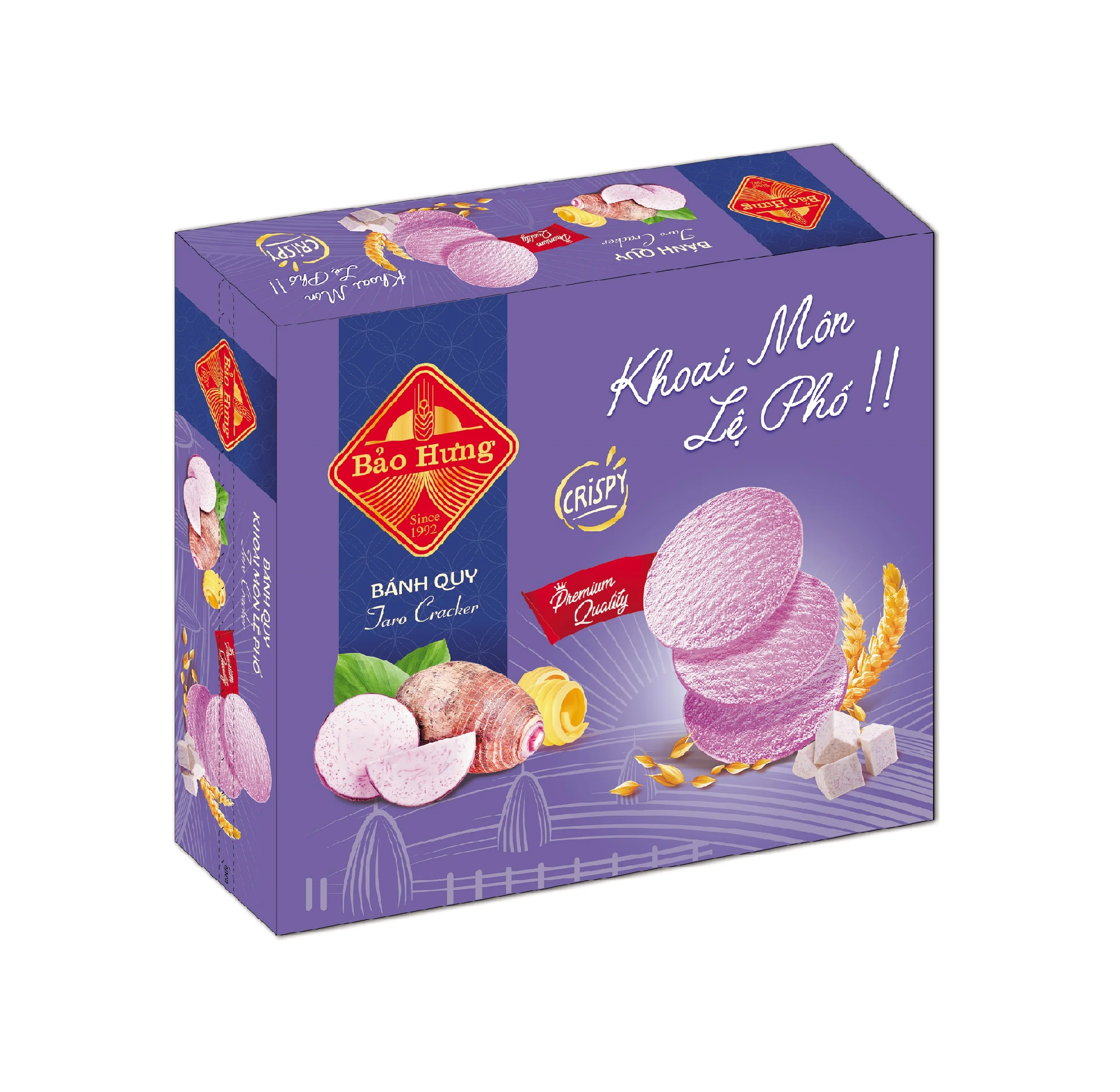 Высококачественные крекеры BAO HUNG премиум-класса 250 г вкусного хрустящего тонкого печенья с Таро ароматом шоколадного рецепт