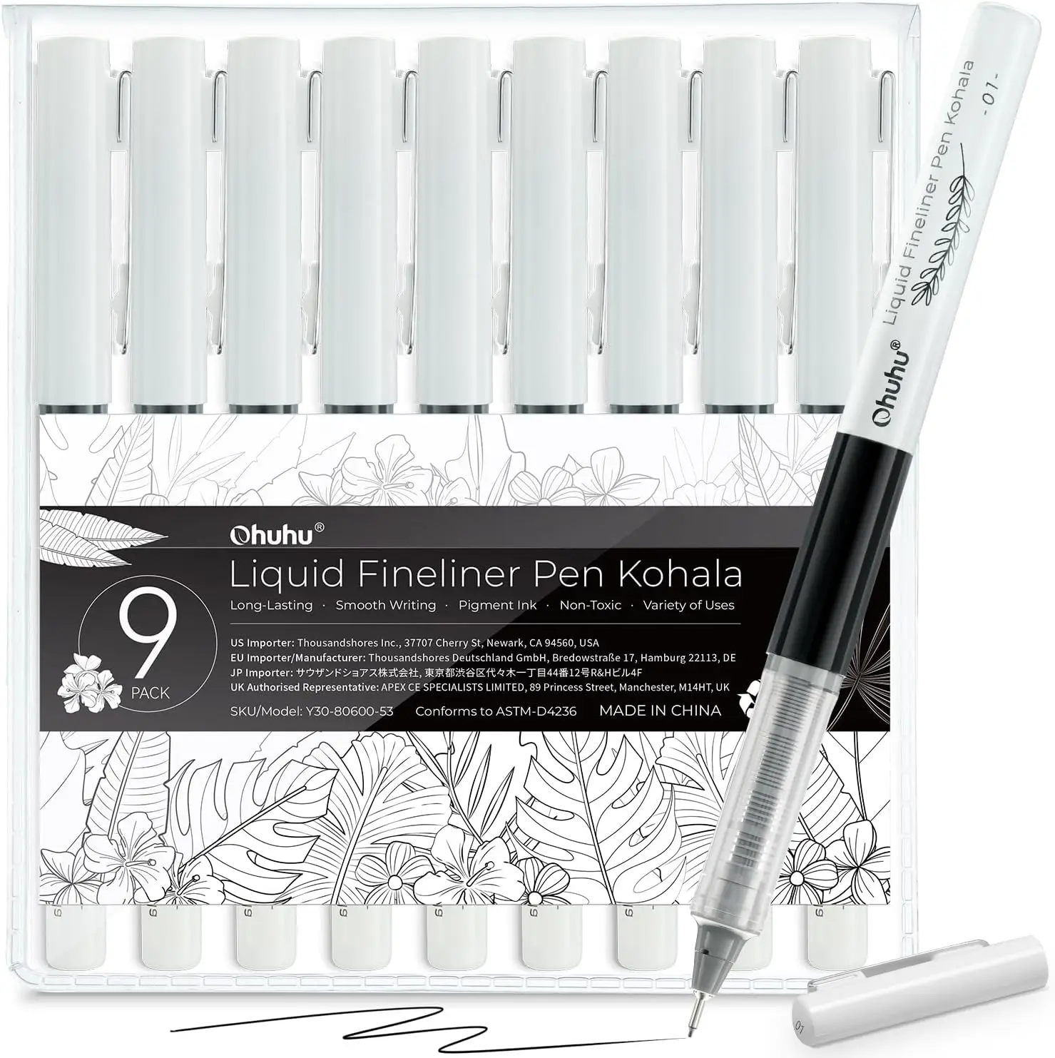 Ohuhu Liquid Fineliner Drawing Pens 9 Sizes Smooth Writing for Drawing Sketching Journaling Anime Artists Beginners - Kohala