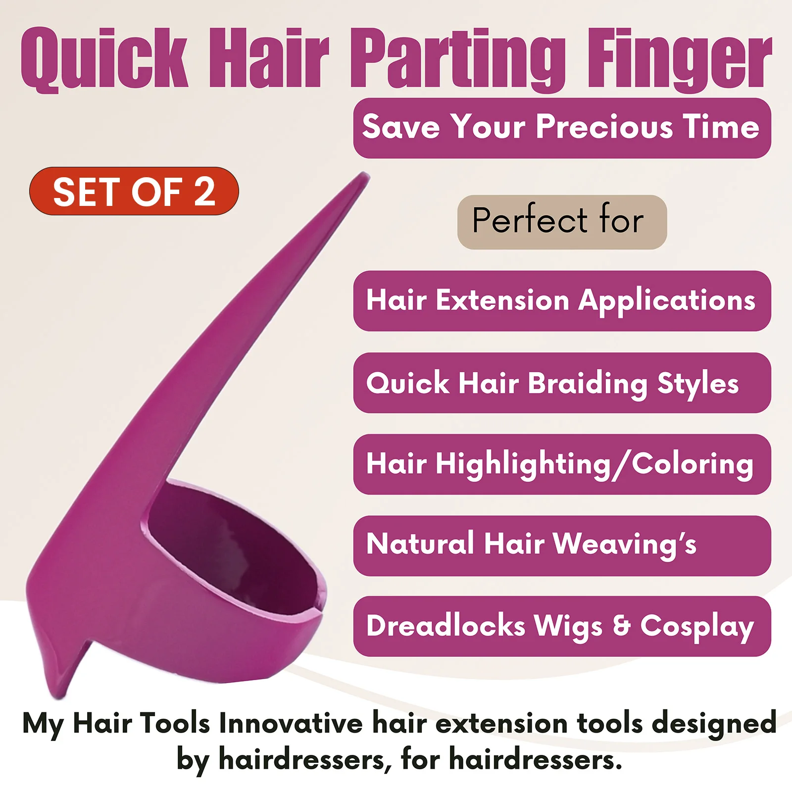 Private label Hair extension tool braids hair parting nail rings for braiding hair Curling Styling stainless steel