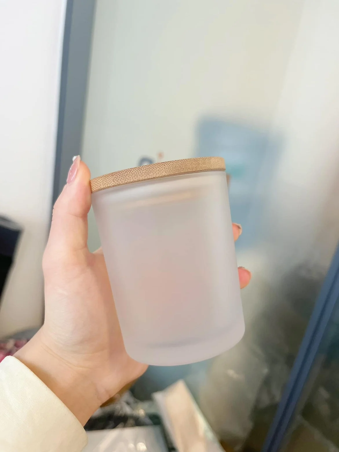 Glass Vessel Luxury Mini 9oz Custom Frosted Matte Black Transparent Empty Candle Jars with Bamboo Wooden Lids