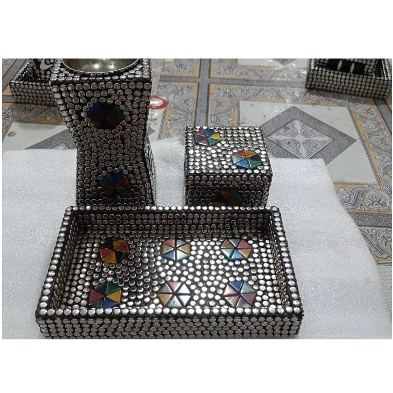 Premium Arabic Wood And Metal incense bakhoor set Home Decor burner wooden tray & box bukhoor set for Ramadan Gift from India