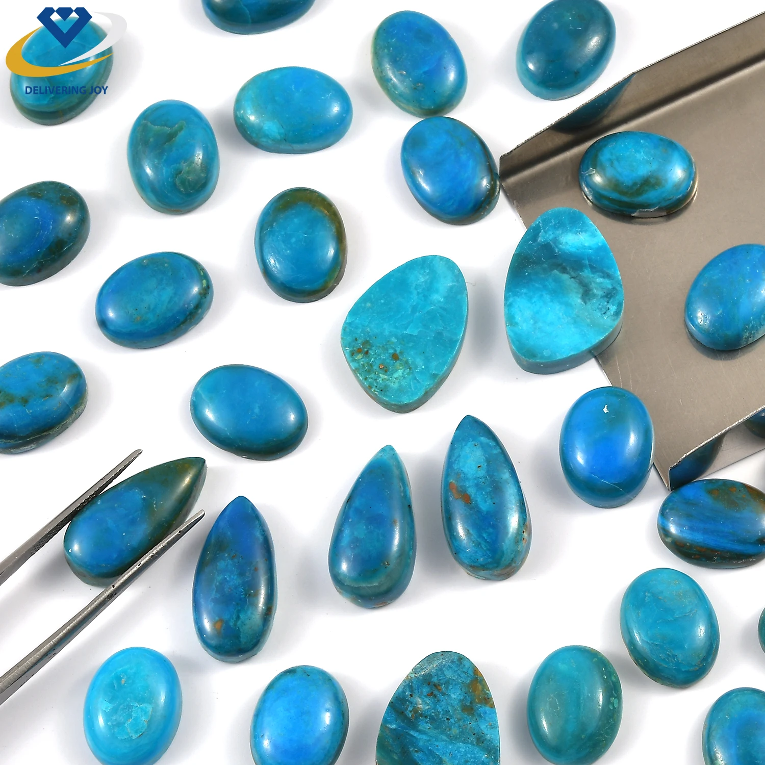 Top Quality Natural Opalina Gemstone Smooth Cabochon, Mix Shape and Size Peruvian Blue Opal Tumbled Gemstones Wholesale Supplier