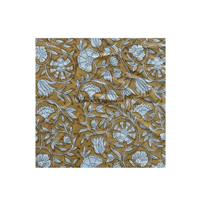 Hand Block Print Cotton Cambric 60X60 Running Fabric Traditional Jaipuri Print Cotton Fabric