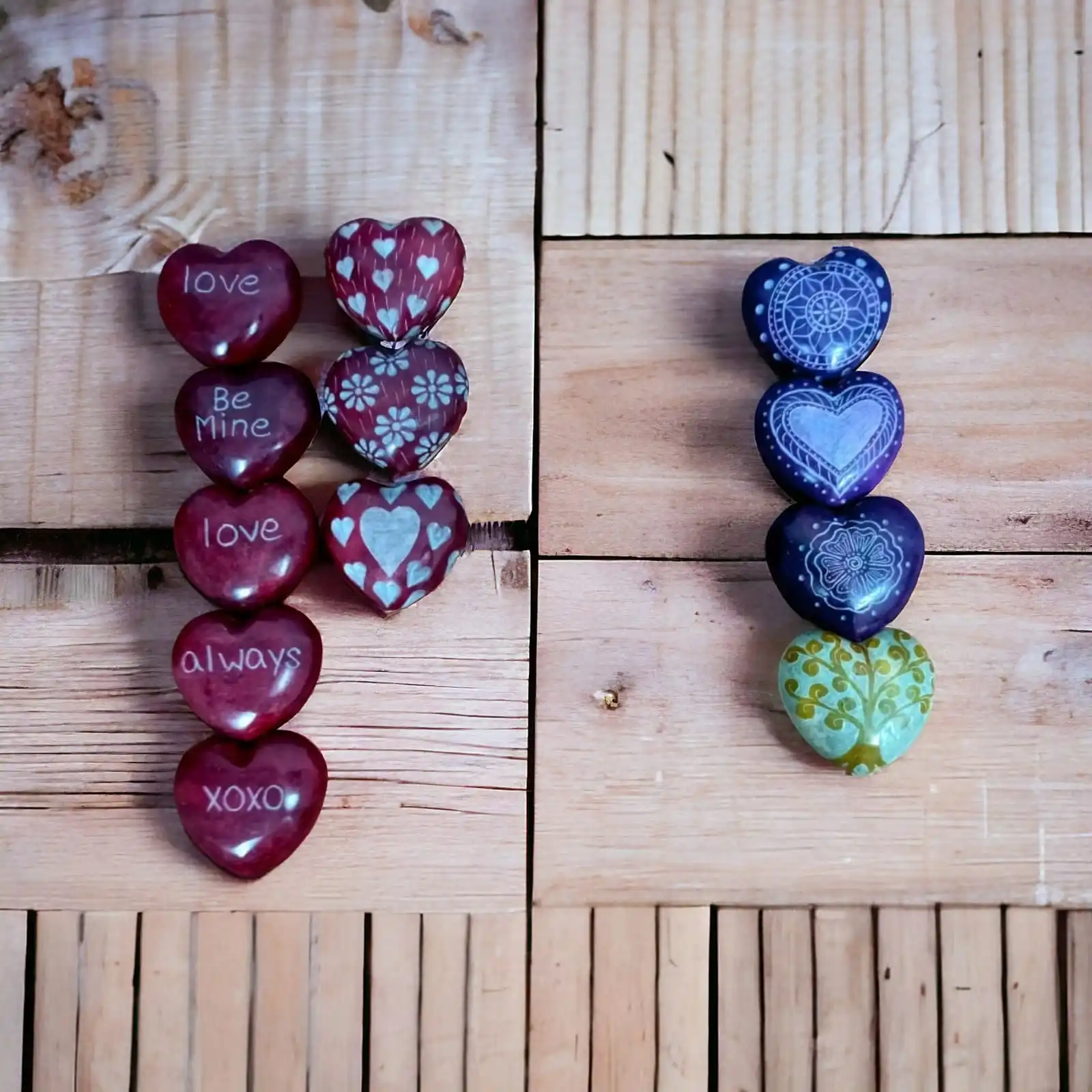 Home Decor Set of 12 Natural Soapstone Love Hearts Artisanal Hand-Etched Indian handicrafts antique luxury Modern Gifts Displays