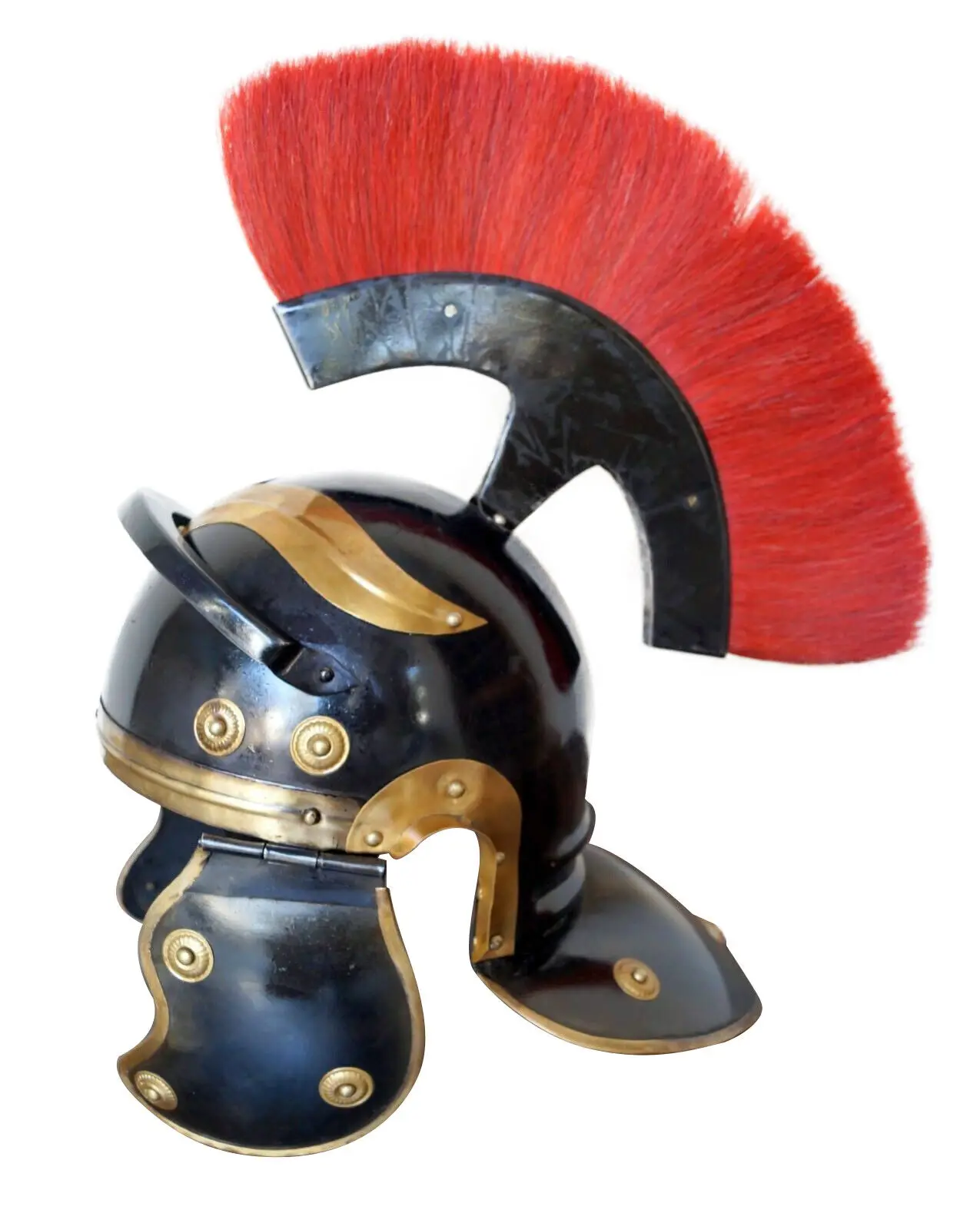 Roman Centurion Helmet Armor Helmet with Red Plume  Reproduction Reenactment Roman Centurion Helmet Medieval Knight Officer Vint