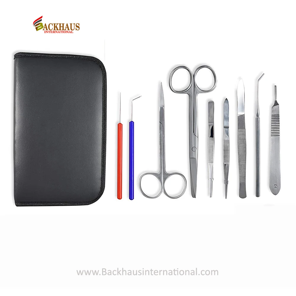 Professional 10-Piece Surgery Kit Stainless Steel Scissor Scaler Forceps and Other Manual Essential Surgical Tools Set with Case