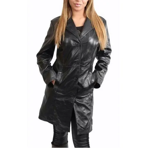 New Arrival Sexy Women Pure Leather Coat Ladies Soft, Leather Full Length Trench Coat