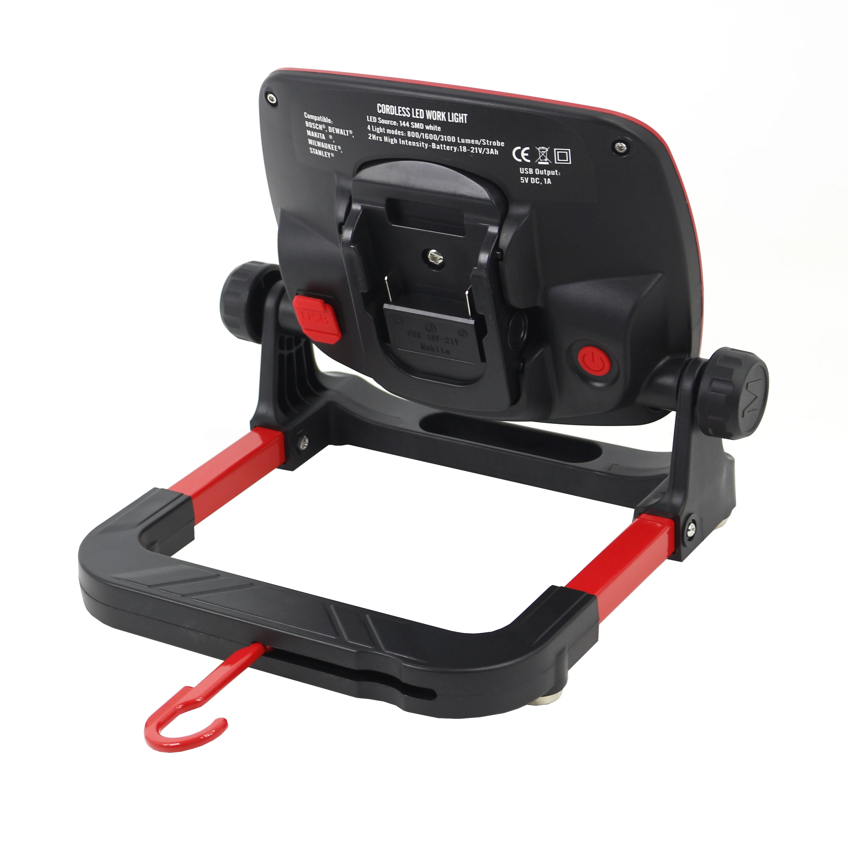 Hybrid LED Work Flood Light Compatible for Milwaukee 18v Battery Cordless 3000LM Working lamp 20V Makita tools with AC charger