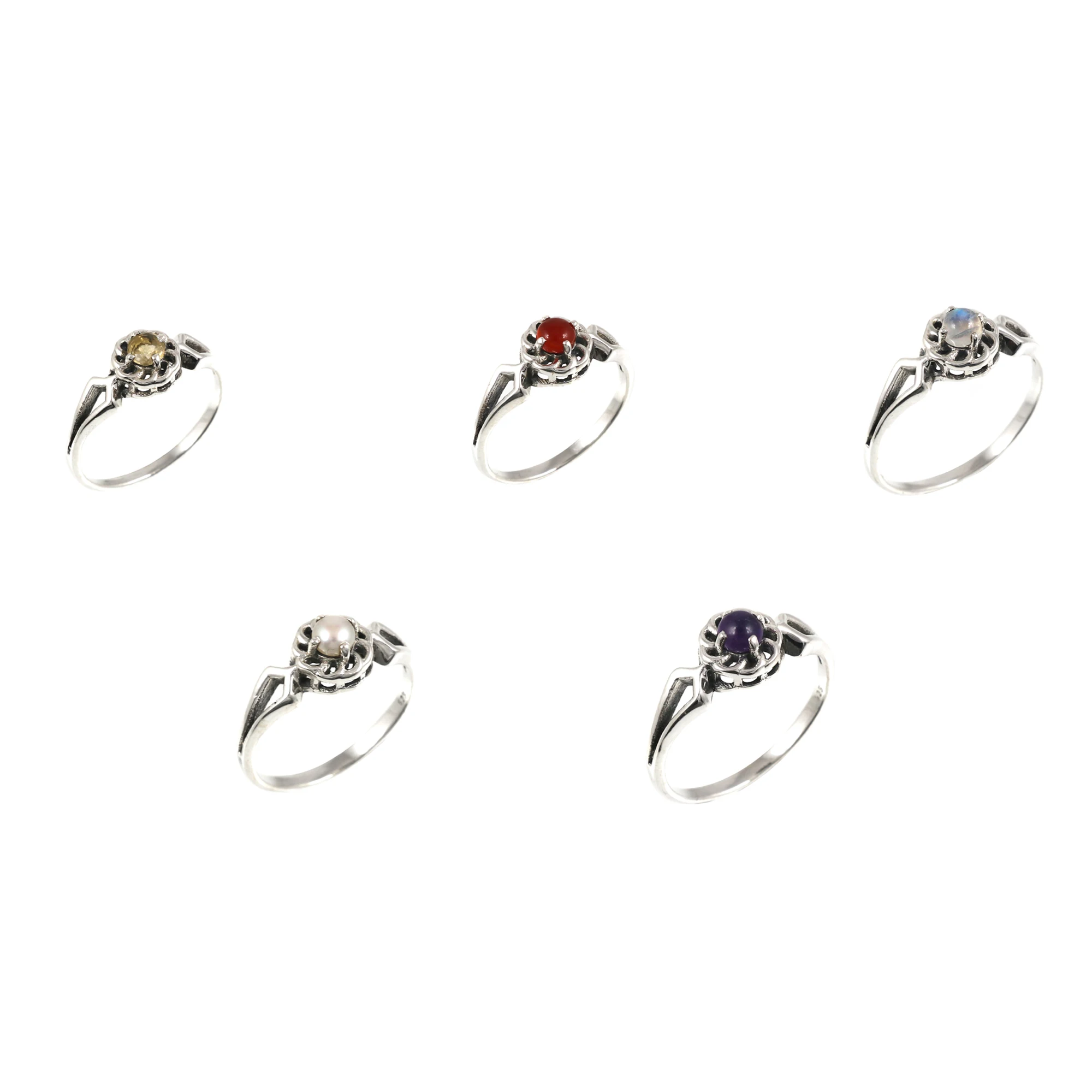 Wholesale 18K Silver Jewelry Ring Semi-Precious Gemstone and Garnet for Wedding and Party
