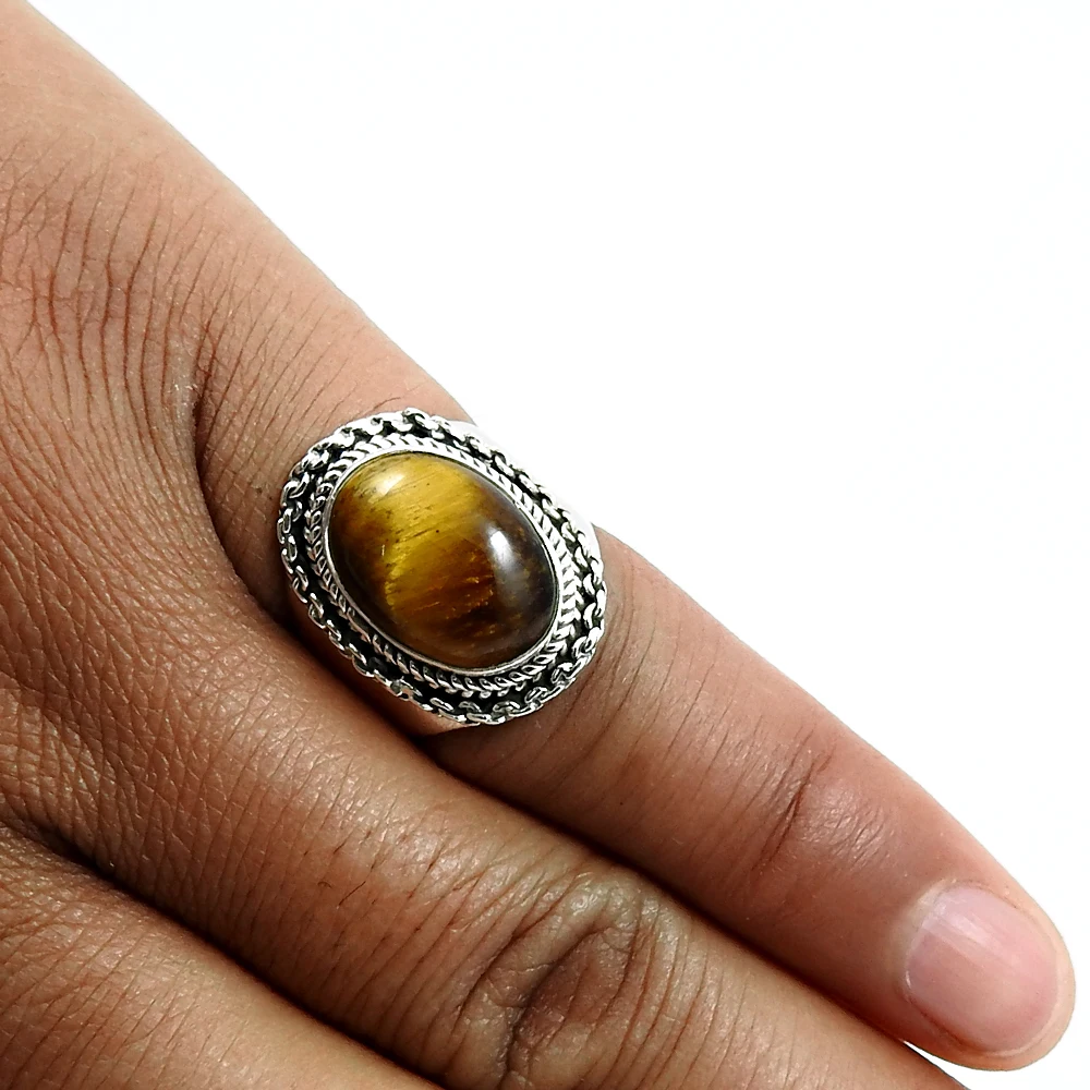 925 Sterling Silver Tiger Eye Gemstone Ring New Design Bulk Wholesale Jewelry Birthday Vintage Rings Handmade Jewelry Supplier