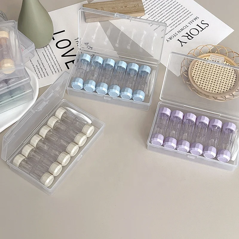 6 pieces RGP contact lens box kit cylindrical plastic OK lenses case Rigid lens Holder RGP Hard Contact Lenses Case Container