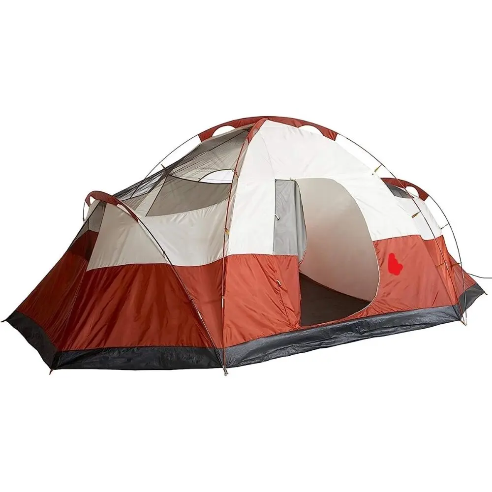 Red Canyon 8-Person Camping Tent, Weatherproof Family Tent Includes Room Dividers, Rainfly, Adjustable Ventilation