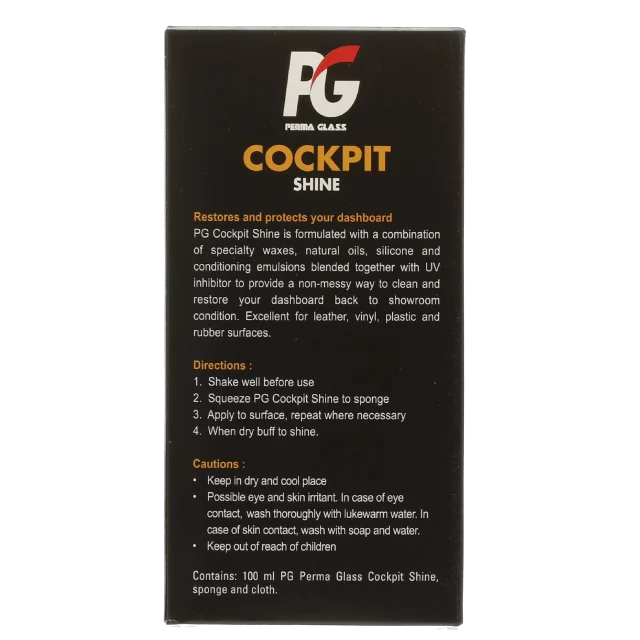 Preferred Supplier PG Cockpit Shine Kit (100ml) Provided Non-Messy Method Cleaning & Restore Dashboard Showroom Good Condition