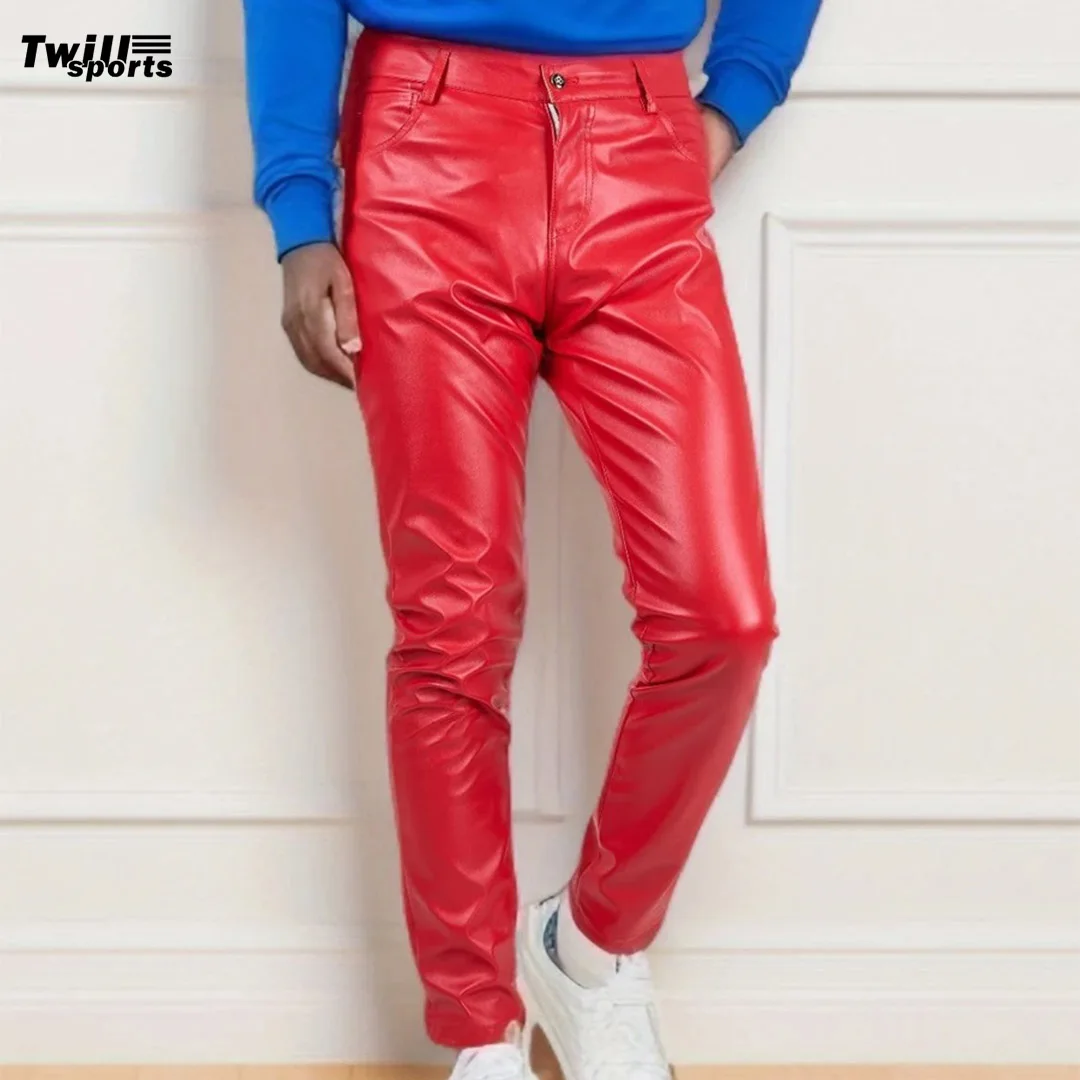 Mens High Quality Leather Stacked Cargo Pants Manufacturer Custom Loose Multi Pocket PU Trousers Streetwear For Men