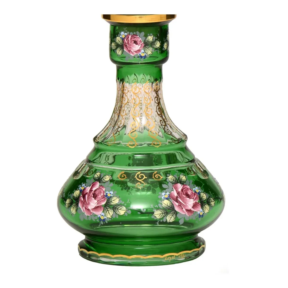 Fancy Luxury Green and Gold Decorative Glass Hookah New Design Barware for Smoking Tableware Hookahs with Single Hose
