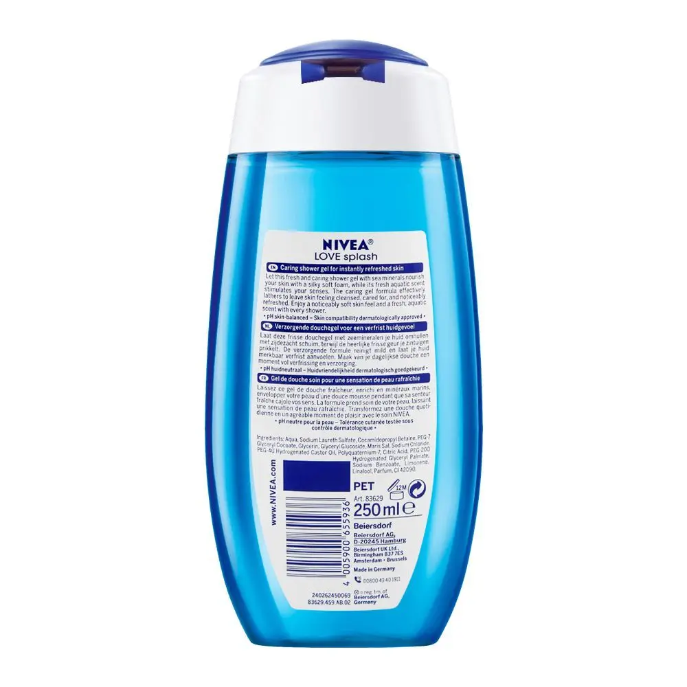 NIVEA Body Wash, Fresh Pure Shower Gel, Refreshing Aquatic Scent Liquid Soap With Seal Minerals