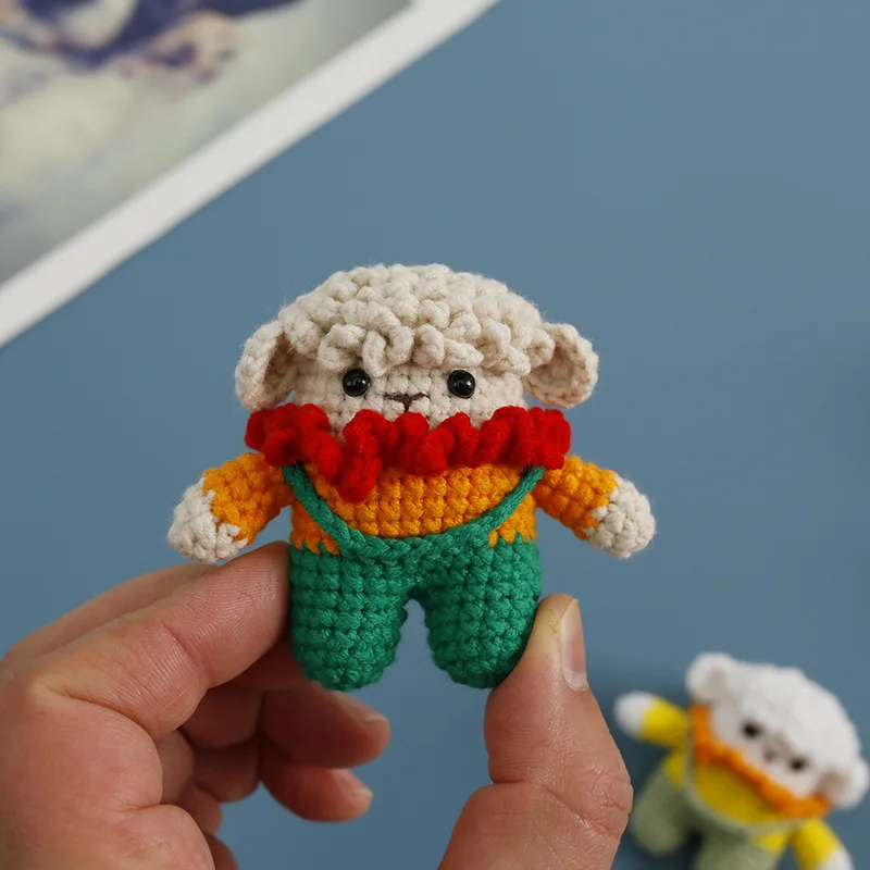 Crochet Animal Car Dashboard Decor Cute Crochet Sheep Car Interior Accessory Crochet Amigurumi Doll for Car Dashboard Accessory