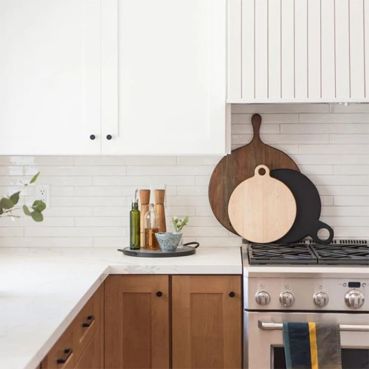 Handcrafted Acacia Wood Round Flat Fruit Pizza Serving board Wooden Cutting Board